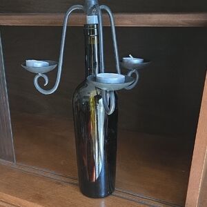 Elegant Black Wine Bottle Candle Holder